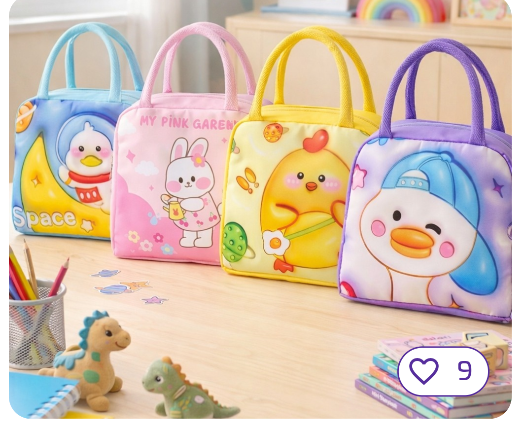 3D printed cartoon insulated lunch bag for kids